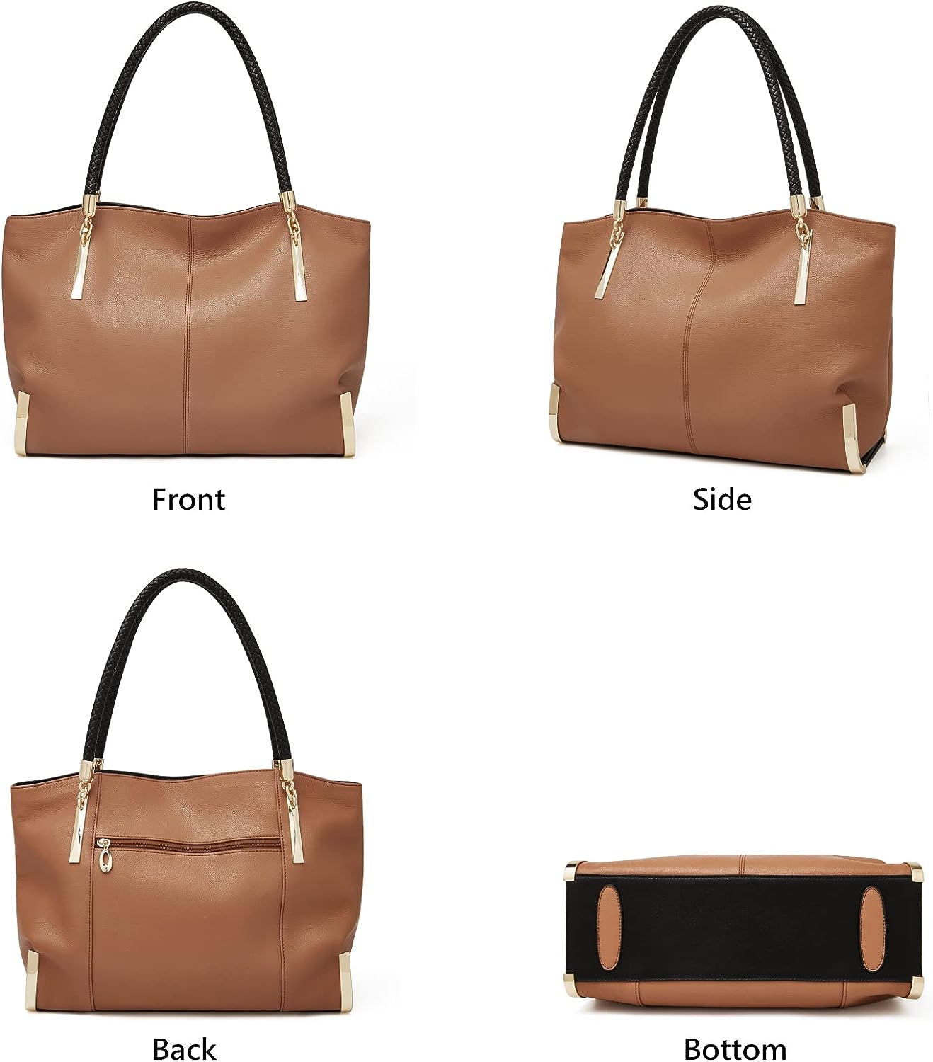 FOXLOVER Large Capacity Tote Handbags for Women, Genuine Leather Ladies Top-handle Bags Fashion Shoulder Bags Purses