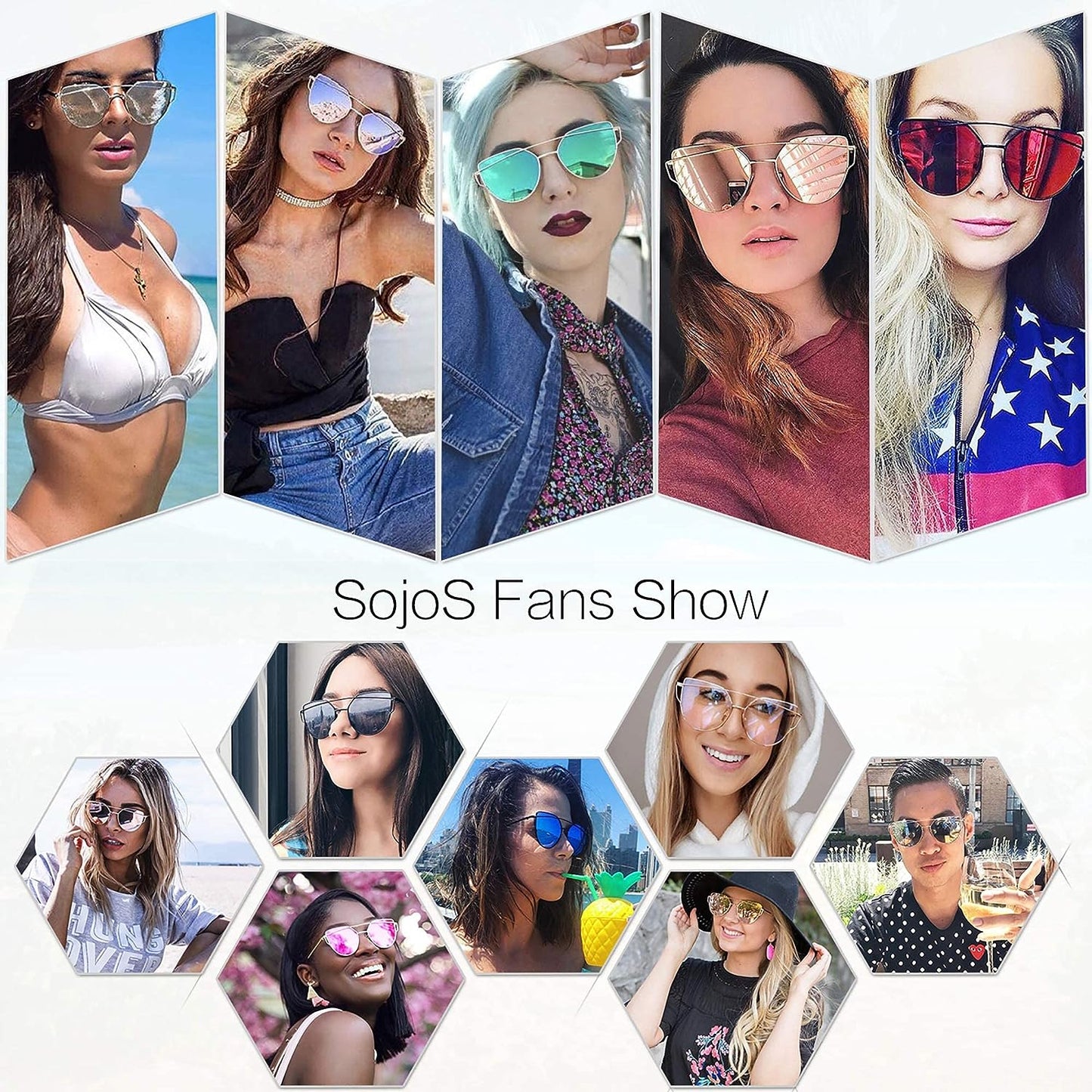 SOJOS Cat Eye Sunglasses for Women Fashion Designer Style Mirrored Lenses