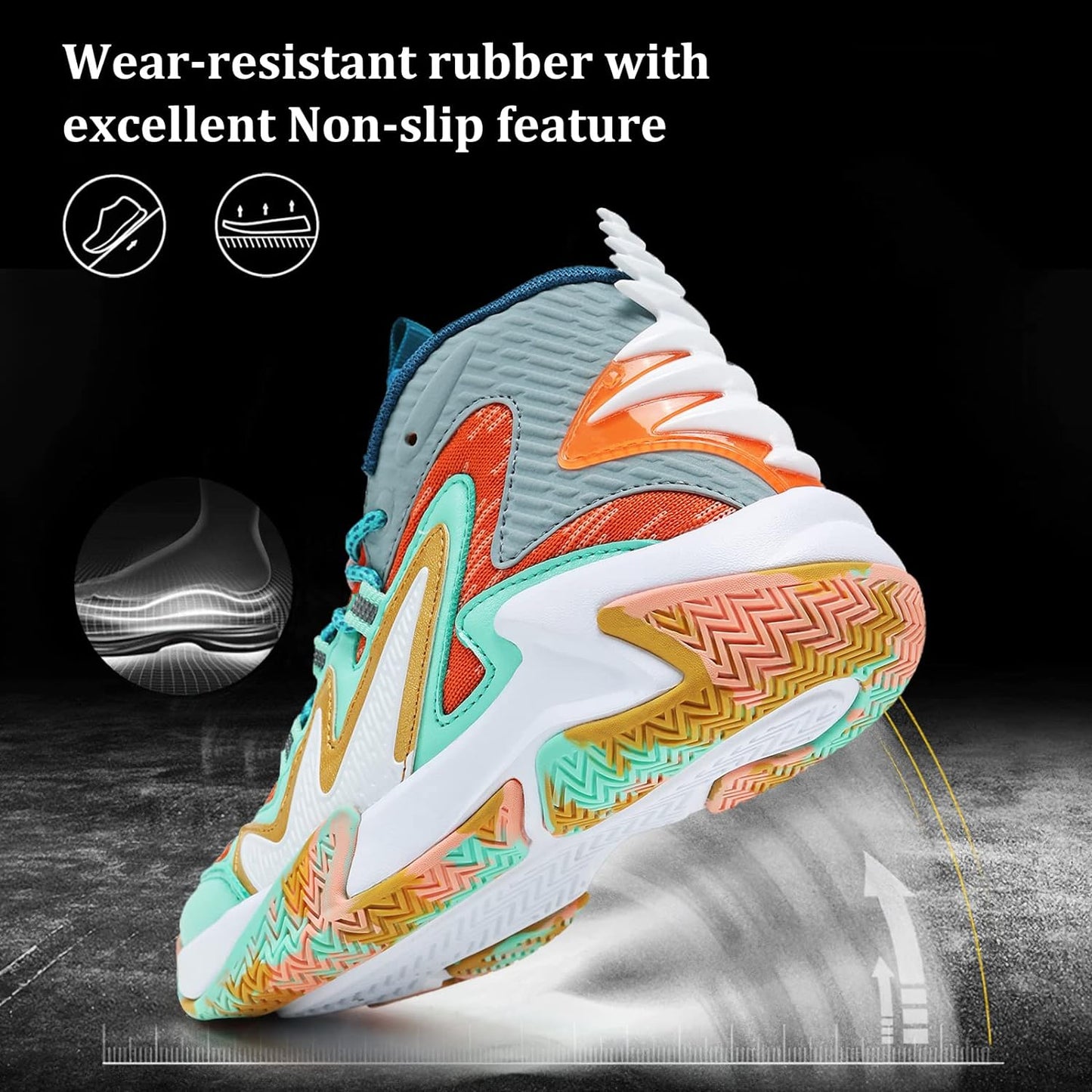 VITUOFLY Kids Basketball Shoes Boys Air Cushion Sneakers Girls Mid Top School Training Shoes Non-Slip Outdoor Sports Shoes Comfortable Boys Running Shoes Durable Little Kid/Big Kid