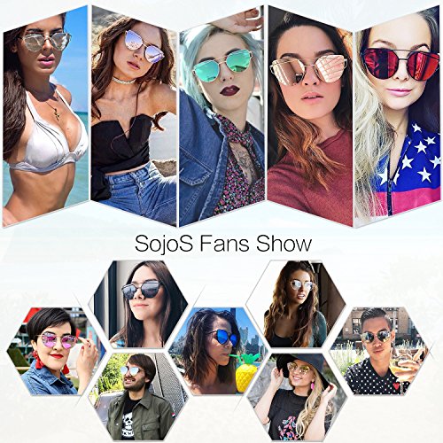 SOJOS Cat Eye Sunglasses for Women Fashion Designer Style Mirrored Lenses