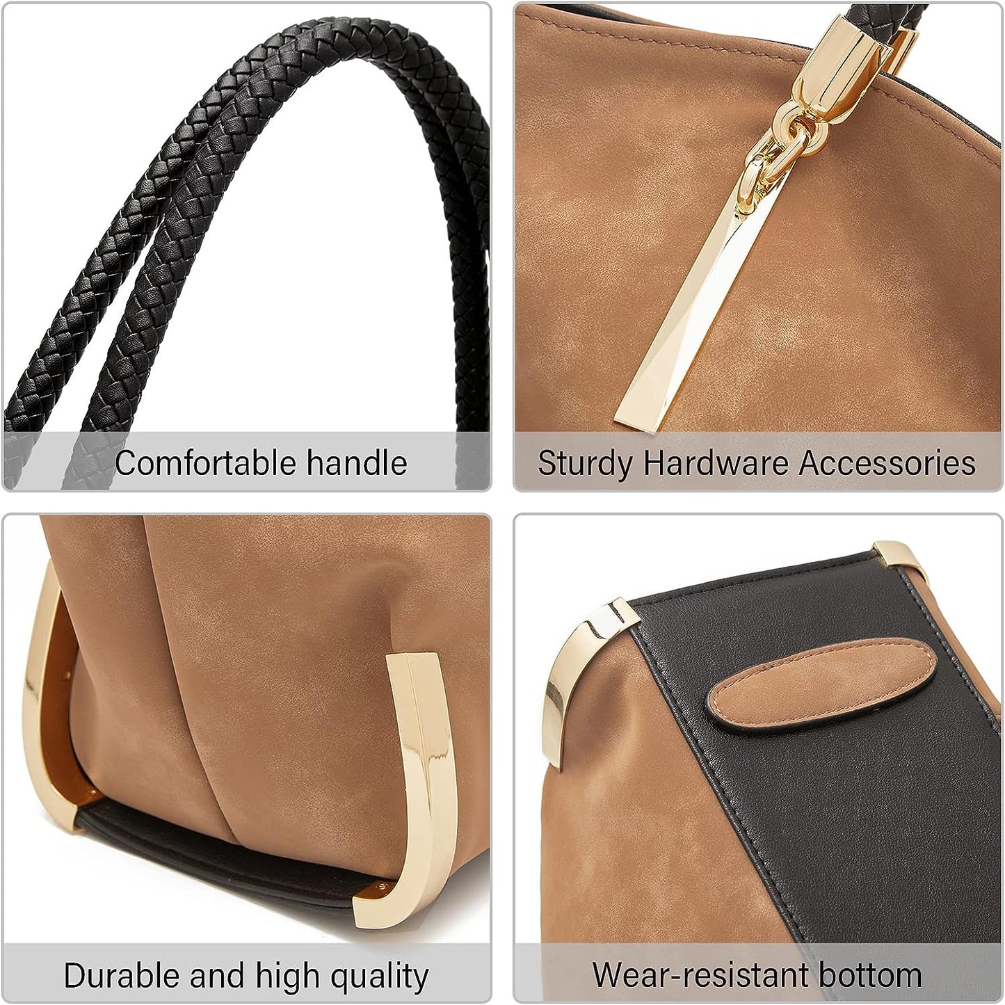FOXLOVER Large Capacity Tote Handbags for Women, Genuine Leather Ladies Top-handle Bags Fashion Shoulder Bags Purses
