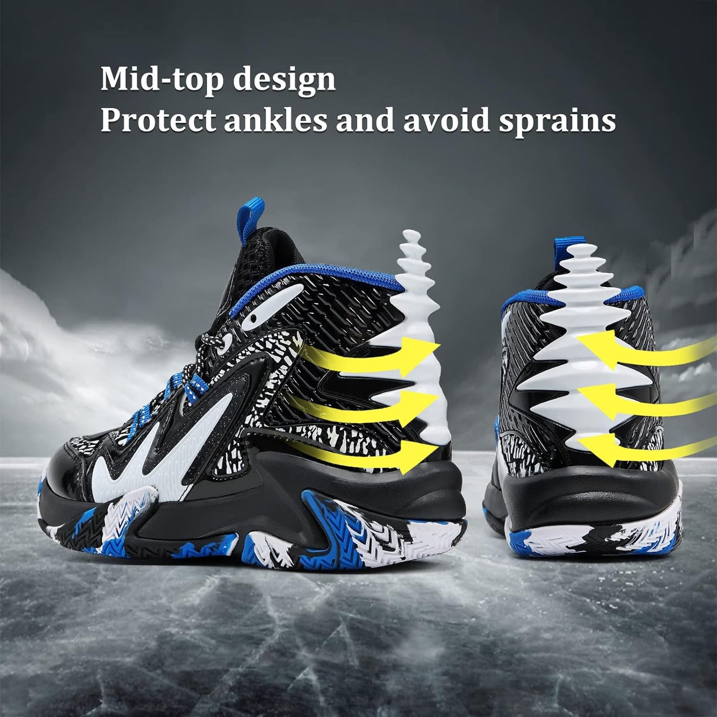 VITUOFLY Kids Basketball Shoes Boys Air Cushion Sneakers Girls Mid Top School Training Shoes Non-Slip Outdoor Sports Shoes Comfortable Boys Running Shoes Durable Little Kid/Big Kid