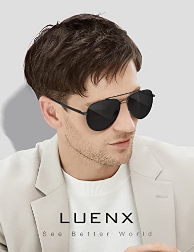 LUENX Aviator Sunglasses for Men Women Polarized - UV 400 Protection with case 60MM