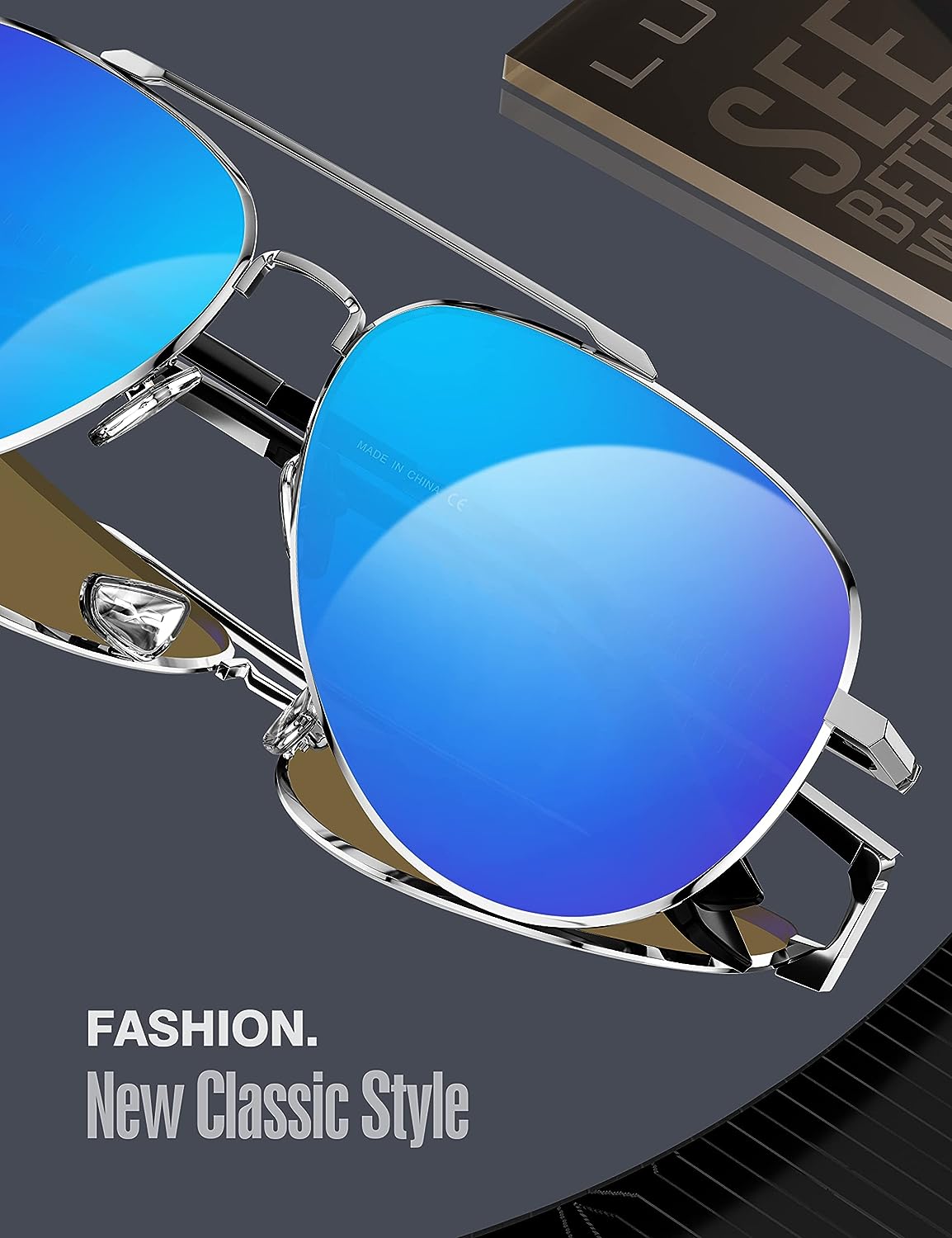 LUENX Aviator Sunglasses for Men Women Polarized - UV 400 Protection with case 60MM