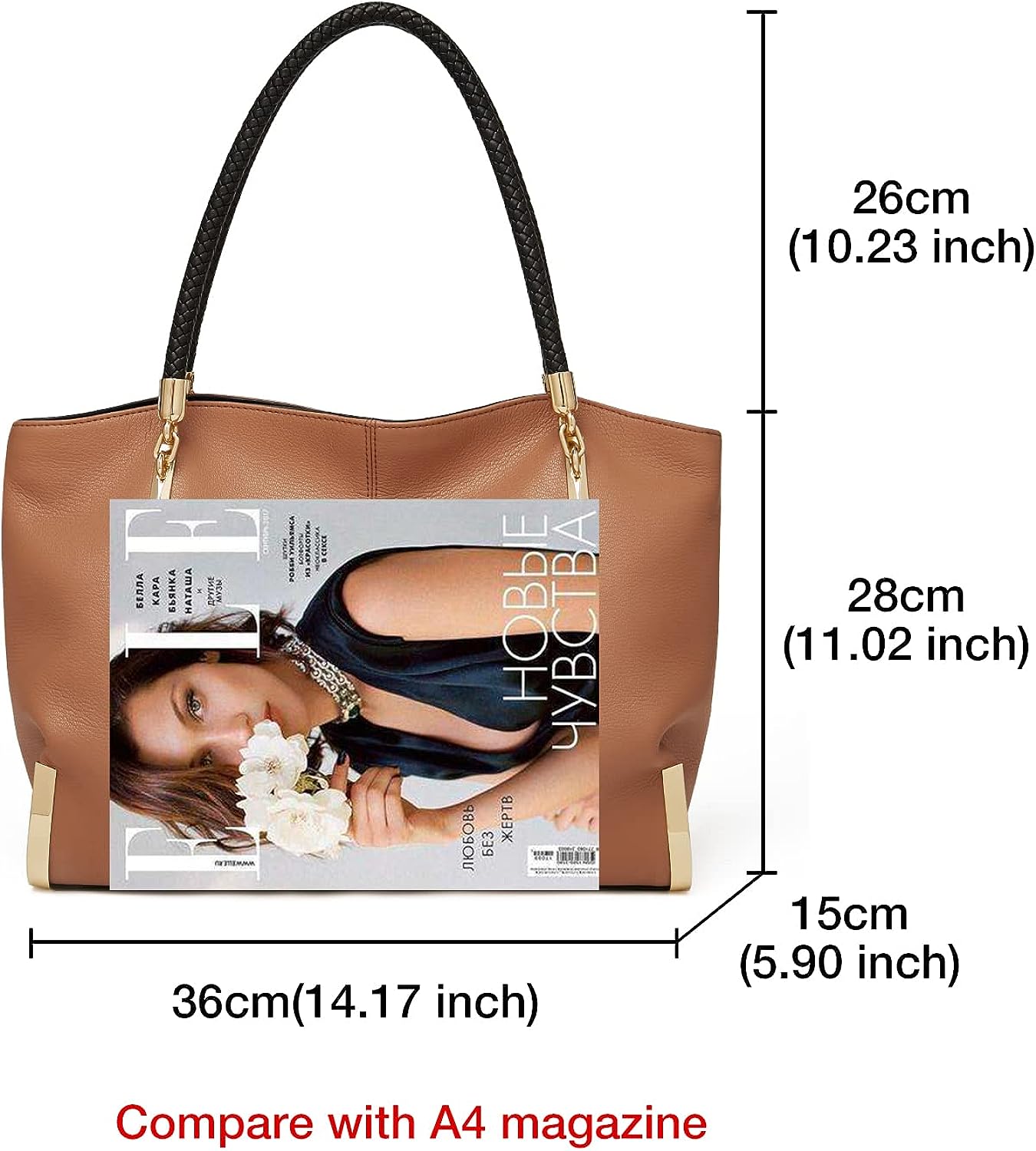 FOXLOVER Large Capacity Tote Handbags for Women, Genuine Leather Ladies Top-handle Bags Fashion Shoulder Bags Purses