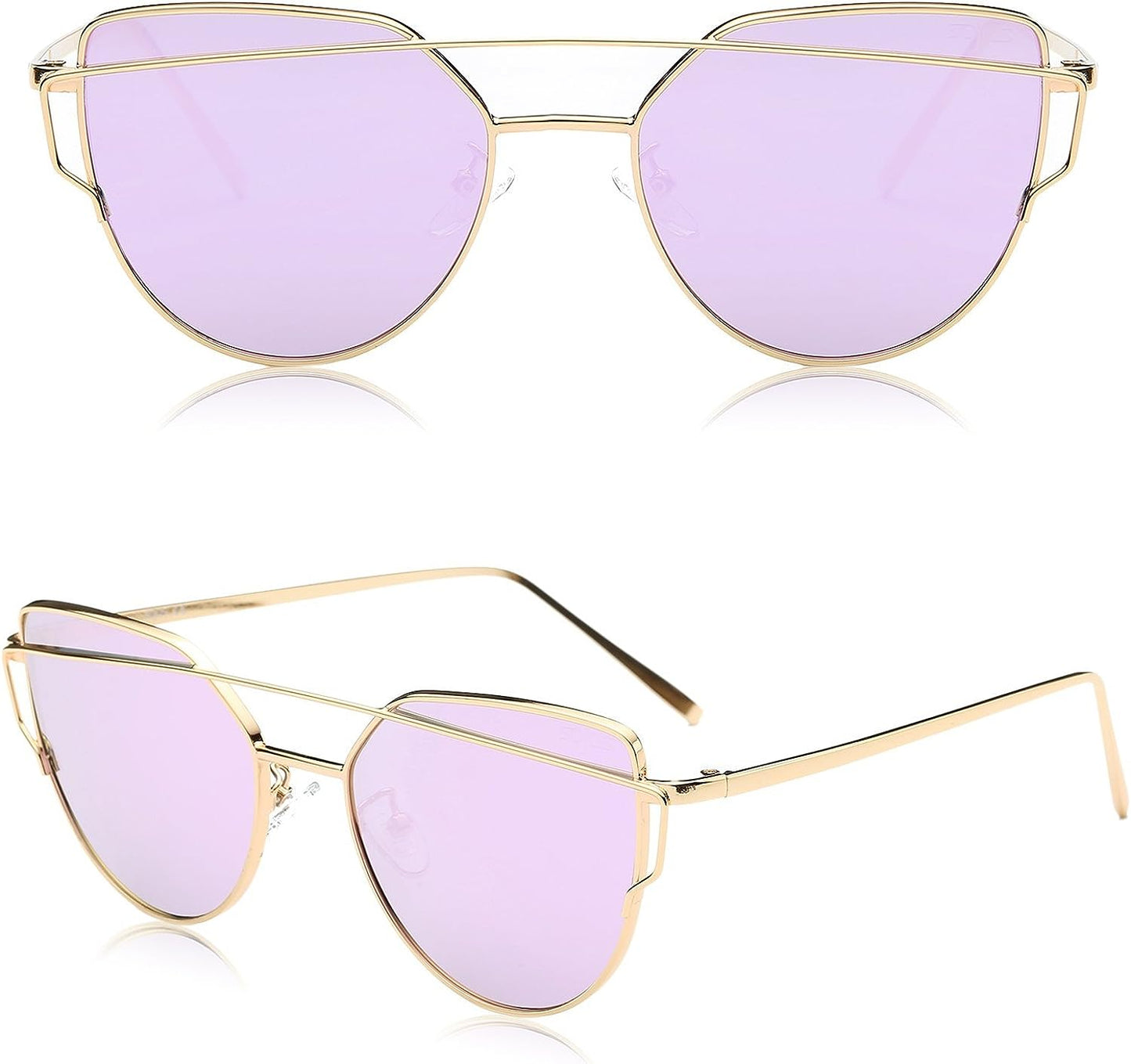 SOJOS Cat Eye Sunglasses for Women Fashion Designer Style Mirrored Lenses