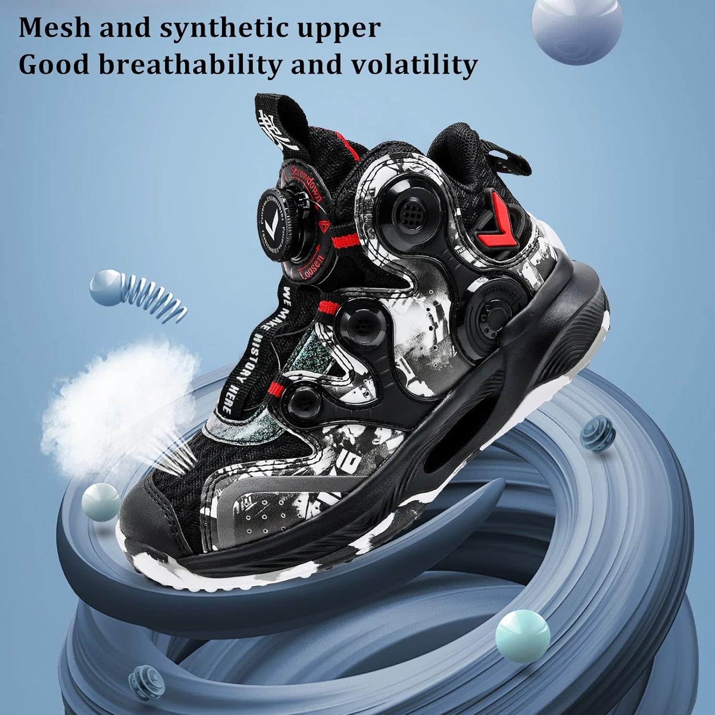 VITUOFLY Kids Basketball Shoes Boys Air Cushion Sneakers Girls Mid Top School Training Shoes Non-Slip Outdoor Sports Shoes Comfortable Boys Running Shoes Durable Little Kid/Big Kid