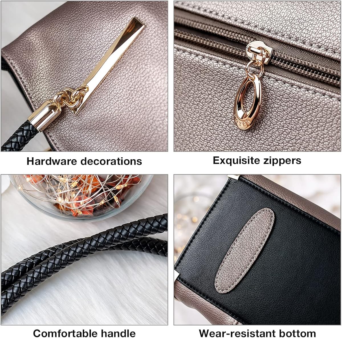 FOXLOVER Large Capacity Tote Handbags for Women, Genuine Leather Ladies Top-handle Bags Fashion Shoulder Bags Purses