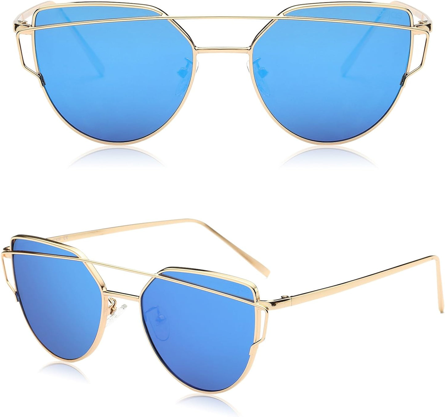 SOJOS Cat Eye Sunglasses for Women Fashion Designer Style Mirrored Lenses