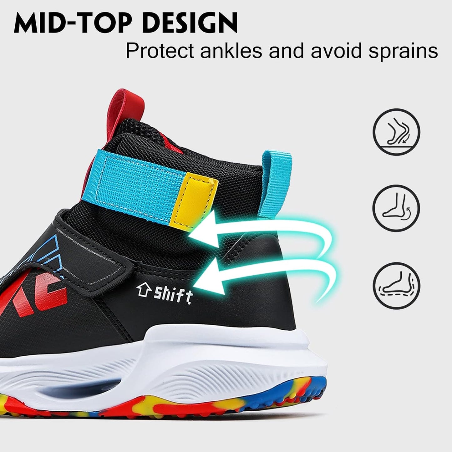 VITUOFLY Kids Basketball Shoes Boys Air Cushion Sneakers Girls Mid Top School Training Shoes Non-Slip Outdoor Sports Shoes Comfortable Boys Running Shoes Durable Little Kid/Big Kid