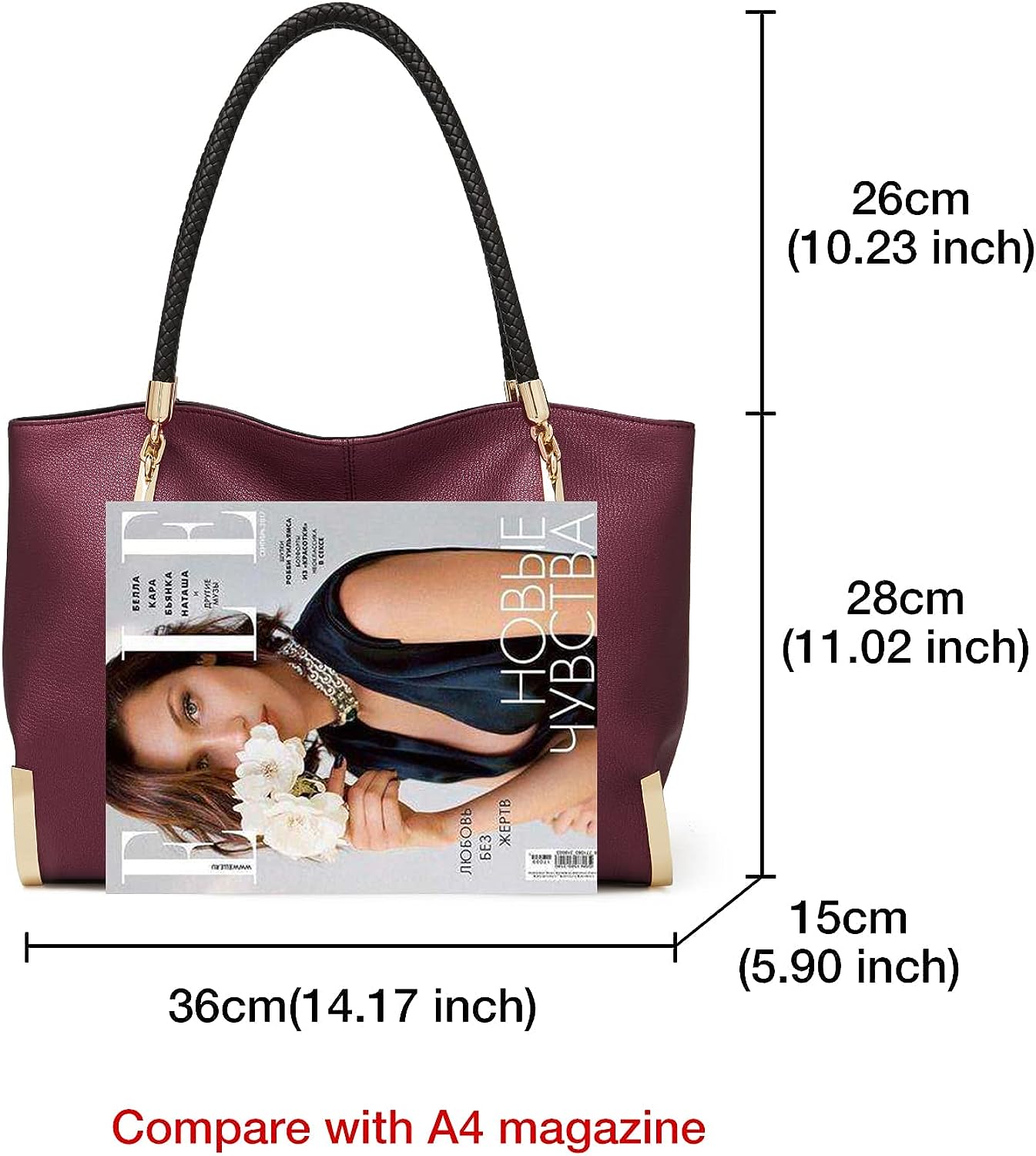 FOXLOVER Large Capacity Tote Handbags for Women, Genuine Leather Ladies Top-handle Bags Fashion Shoulder Bags Purses