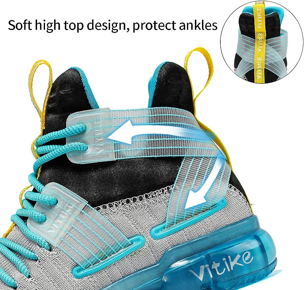VITUOFLY Kids Basketball Shoes Boys Air Cushion Sneakers Girls Mid Top School Training Shoes Non-Slip Outdoor Sports Shoes Comfortable Boys Running Shoes Durable Little Kid/Big Kid