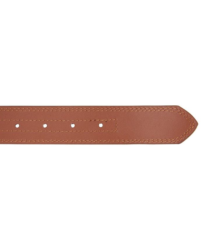 Men's Logo Ribbon with Leather Trim Belt