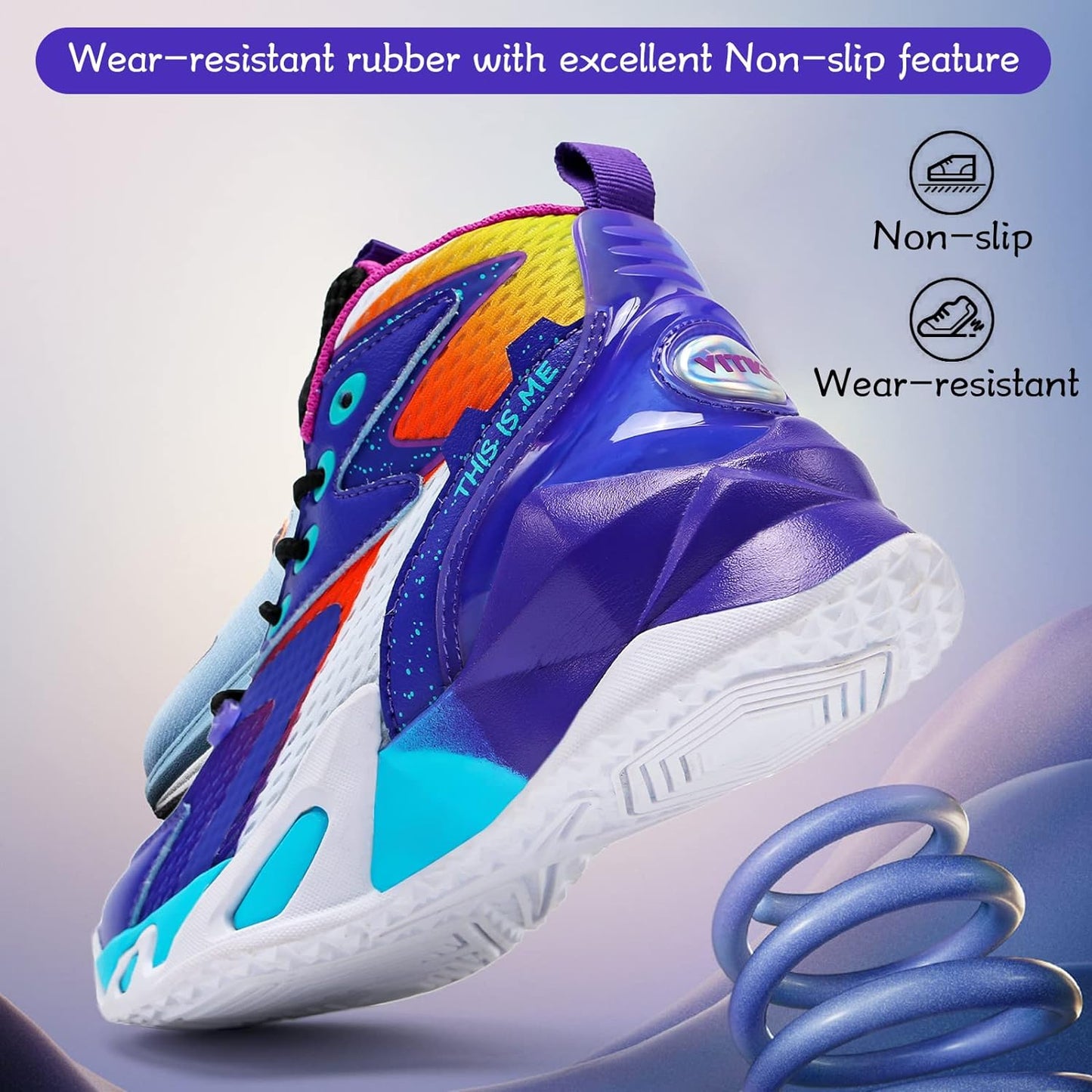 VITUOFLY Kids Basketball Shoes Boys Air Cushion Sneakers Girls Mid Top School Training Shoes Non-Slip Outdoor Sports Shoes Comfortable Boys Running Shoes Durable Little Kid/Big Kid