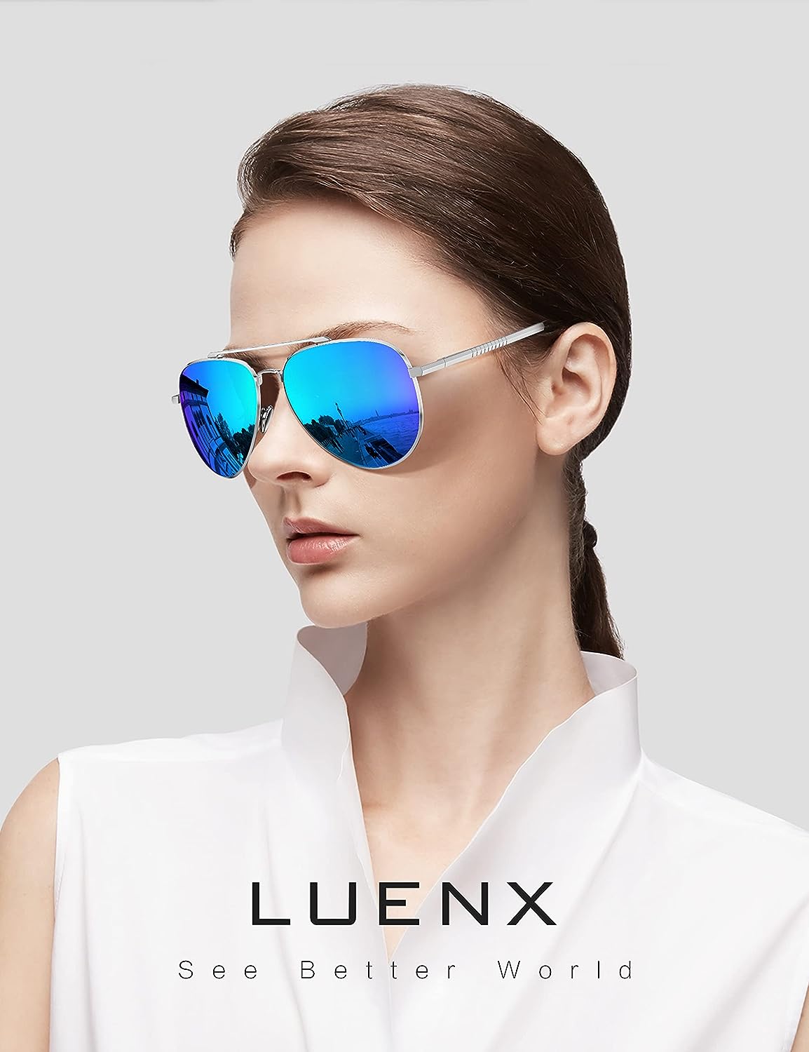 LUENX Aviator Sunglasses for Men Women Polarized - UV 400 Protection with case 60MM