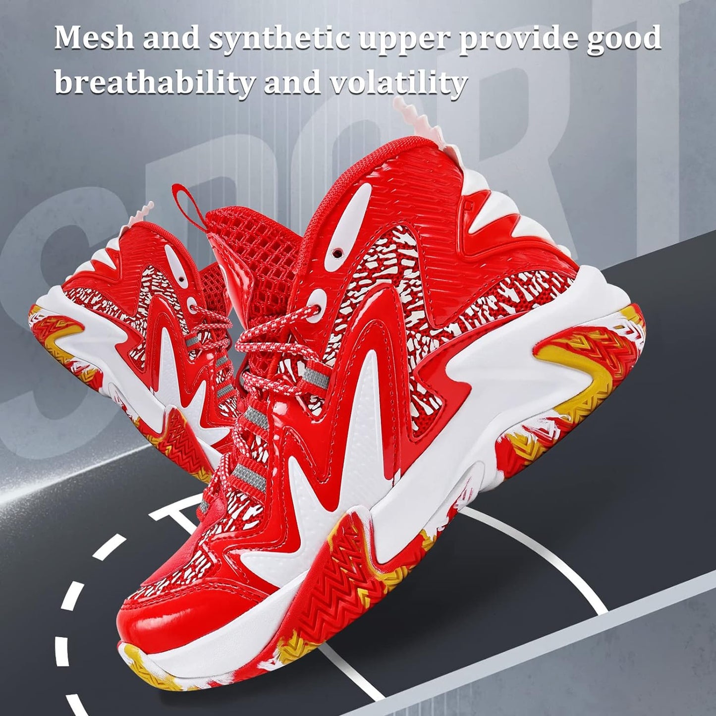 VITUOFLY Kids Basketball Shoes Boys Air Cushion Sneakers Girls Mid Top School Training Shoes Non-Slip Outdoor Sports Shoes Comfortable Boys Running Shoes Durable Little Kid/Big Kid
