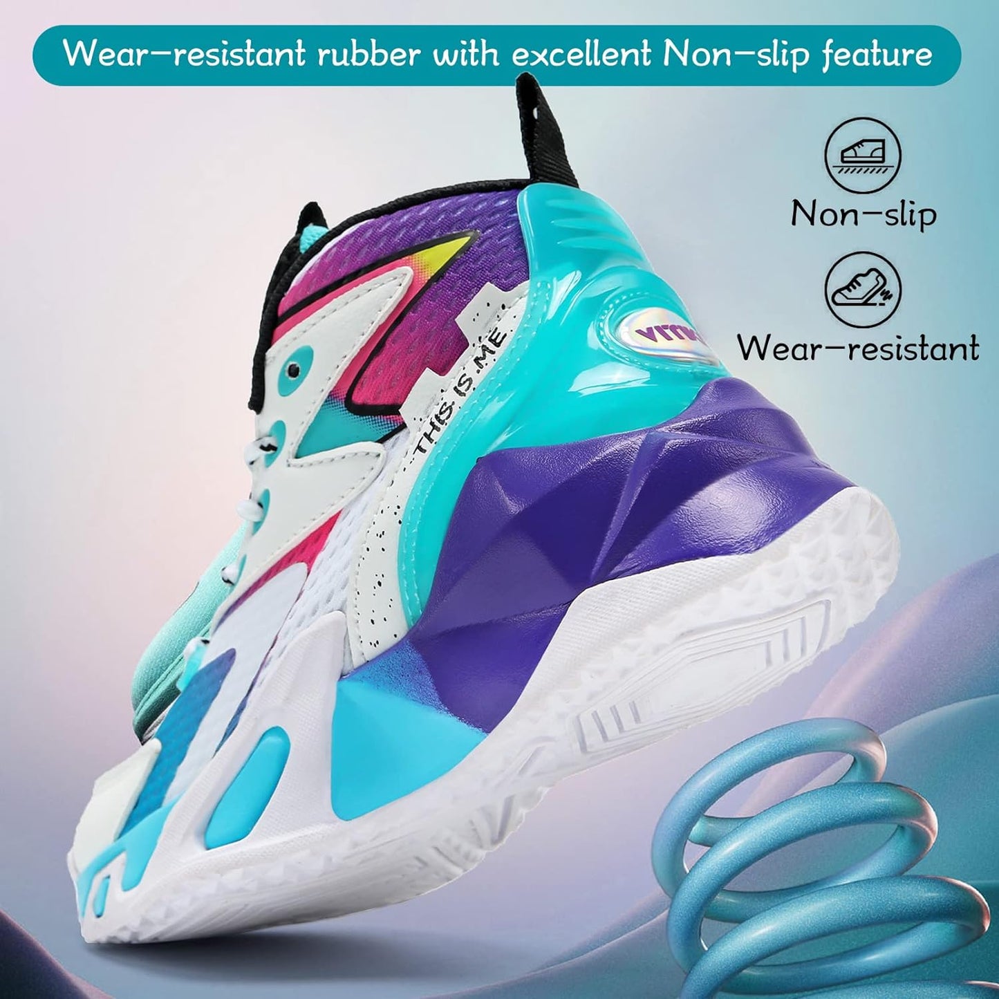 VITUOFLY Kids Basketball Shoes Boys Air Cushion Sneakers Girls Mid Top School Training Shoes Non-Slip Outdoor Sports Shoes Comfortable Boys Running Shoes Durable Little Kid/Big Kid