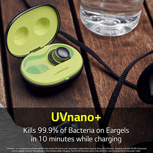 LG TONE Free True Wireless Bluetooth Sports Earbuds TF8 - with Uvnano Charging Case, IP67 Dust and Water Resistance, Black, Small