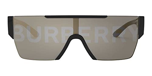Burberry BE 4291 3001/G Black Plastic Rectangle Sunglasses Gold Mirror Lens