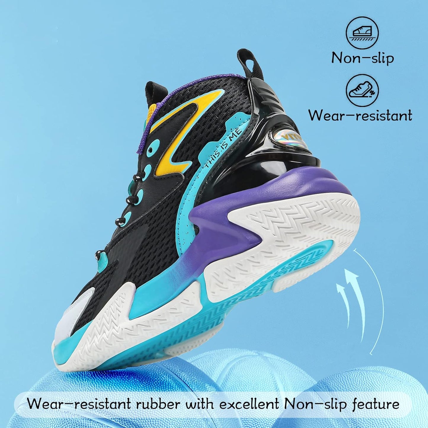 VITUOFLY Kids Basketball Shoes Boys Air Cushion Sneakers Girls Mid Top School Training Shoes Non-Slip Outdoor Sports Shoes Comfortable Boys Running Shoes Durable Little Kid/Big Kid