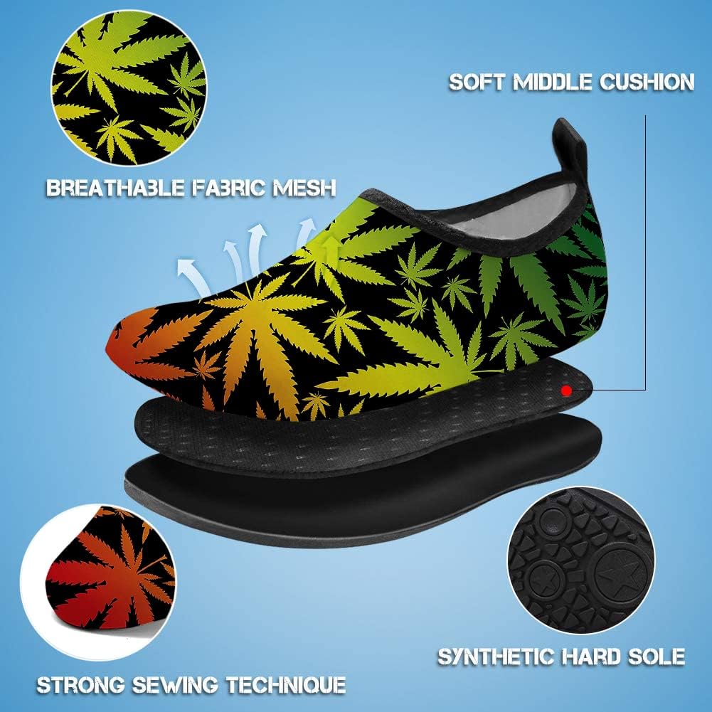 WEED WATER SHOES Water Shoes for Mens Womens Quick-Dry Aqua Socks Swim Beach Shoes for Outdoor Surfing Yoga