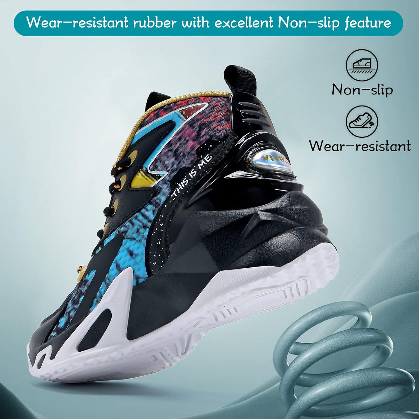 VITUOFLY Kids Basketball Shoes Boys Air Cushion Sneakers Girls Mid Top School Training Shoes Non-Slip Outdoor Sports Shoes Comfortable Boys Running Shoes Durable Little Kid/Big Kid