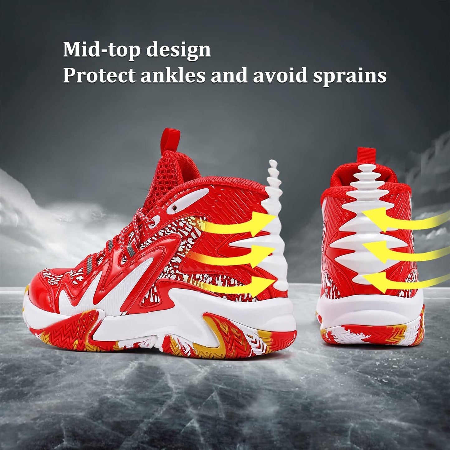 VITUOFLY Kids Basketball Shoes Boys Air Cushion Sneakers Girls Mid Top School Training Shoes Non-Slip Outdoor Sports Shoes Comfortable Boys Running Shoes Durable Little Kid/Big Kid