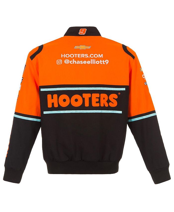 Men's Orange, Black Chase Elliott Hooters Twill Driver Uniform Full-Snap Jacket