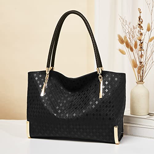 FOXLOVER Large Capacity Tote Handbags for Women, Genuine Leather Ladies Top-handle Bags Fashion Shoulder Bags Purses