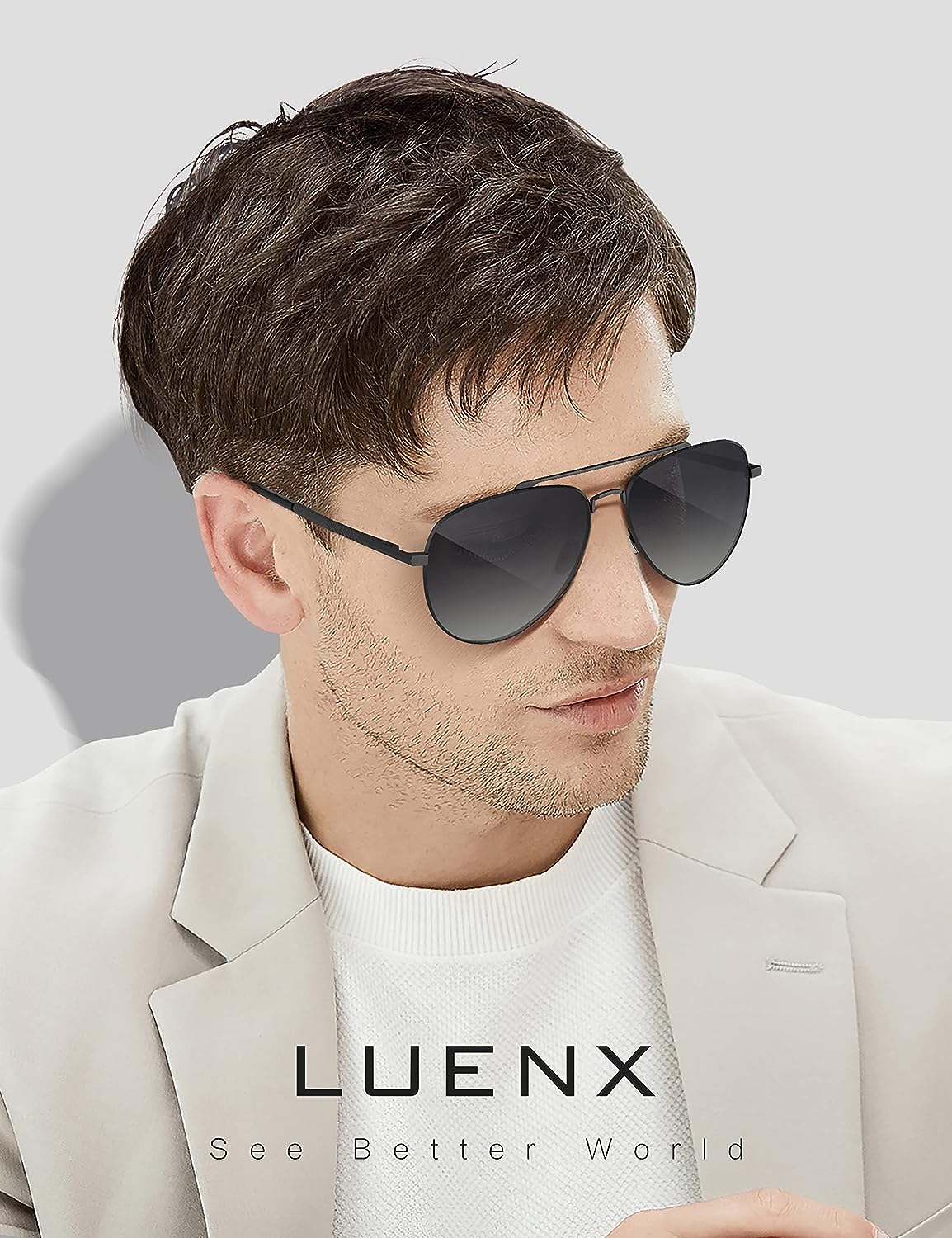 LUENX Aviator Sunglasses for Men Women Polarized - UV 400 Protection with case 60MM