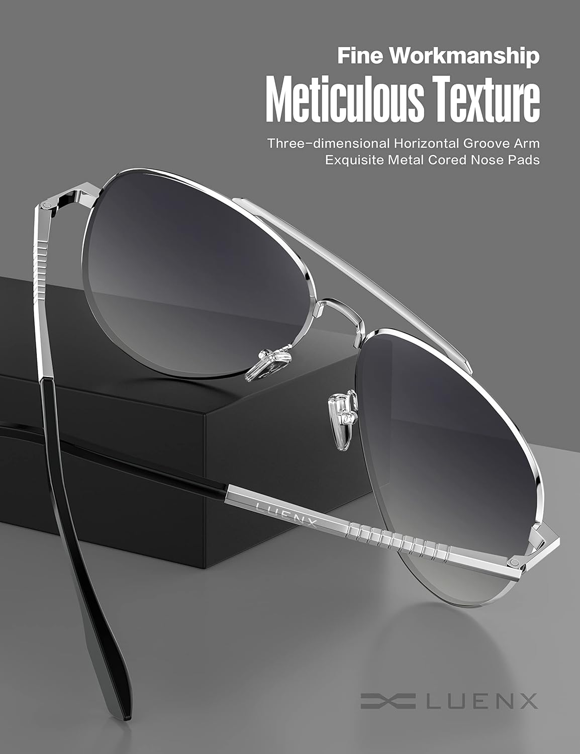 LUENX Aviator Sunglasses for Men Women Polarized - UV 400 Protection with case 60MM