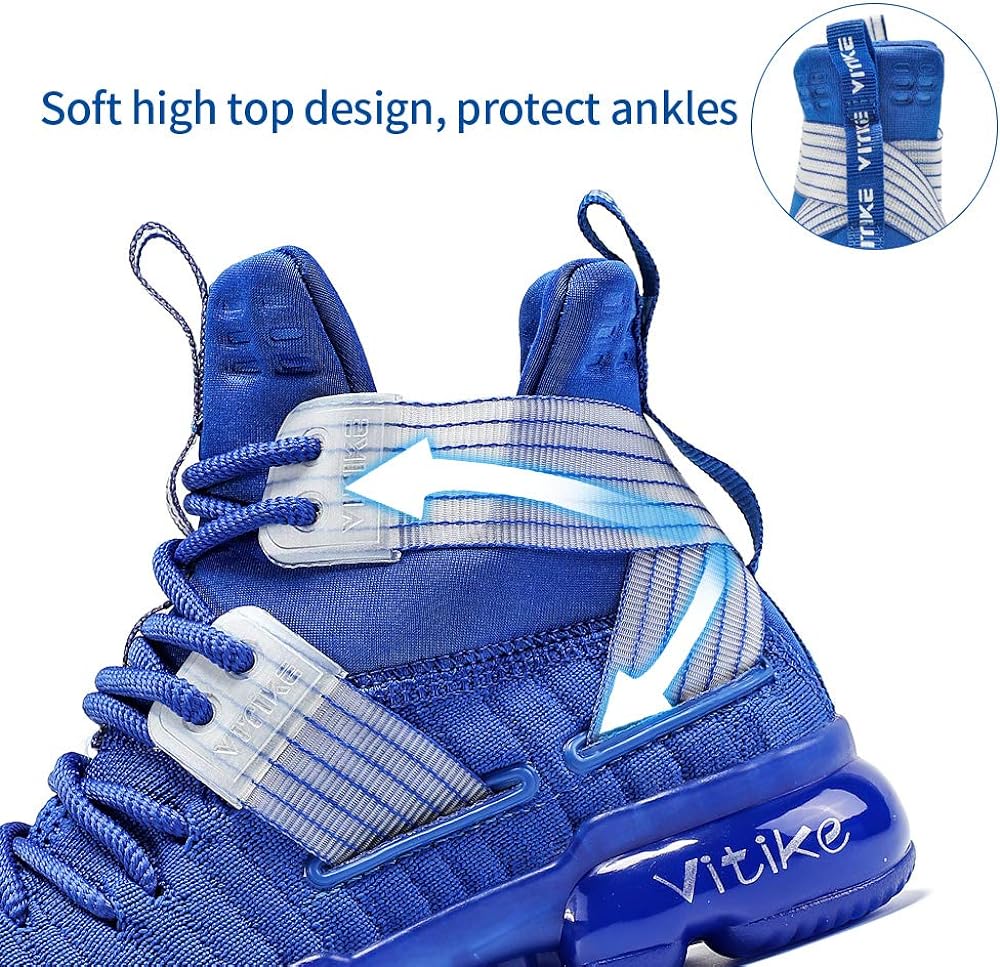 VITUOFLY Kids Basketball Shoes Boys Air Cushion Sneakers Girls Mid Top School Training Shoes Non-Slip Outdoor Sports Shoes Comfortable Boys Running Shoes Durable Little Kid/Big Kid