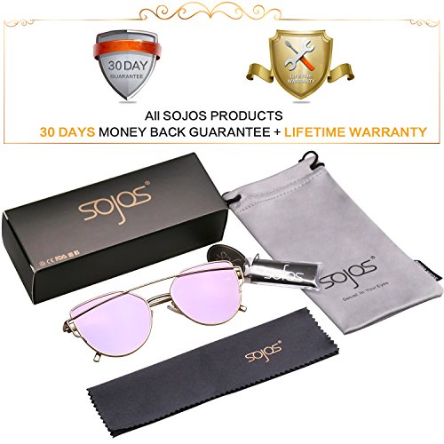 SOJOS Cat Eye Sunglasses for Women Fashion Designer Style Mirrored Lenses