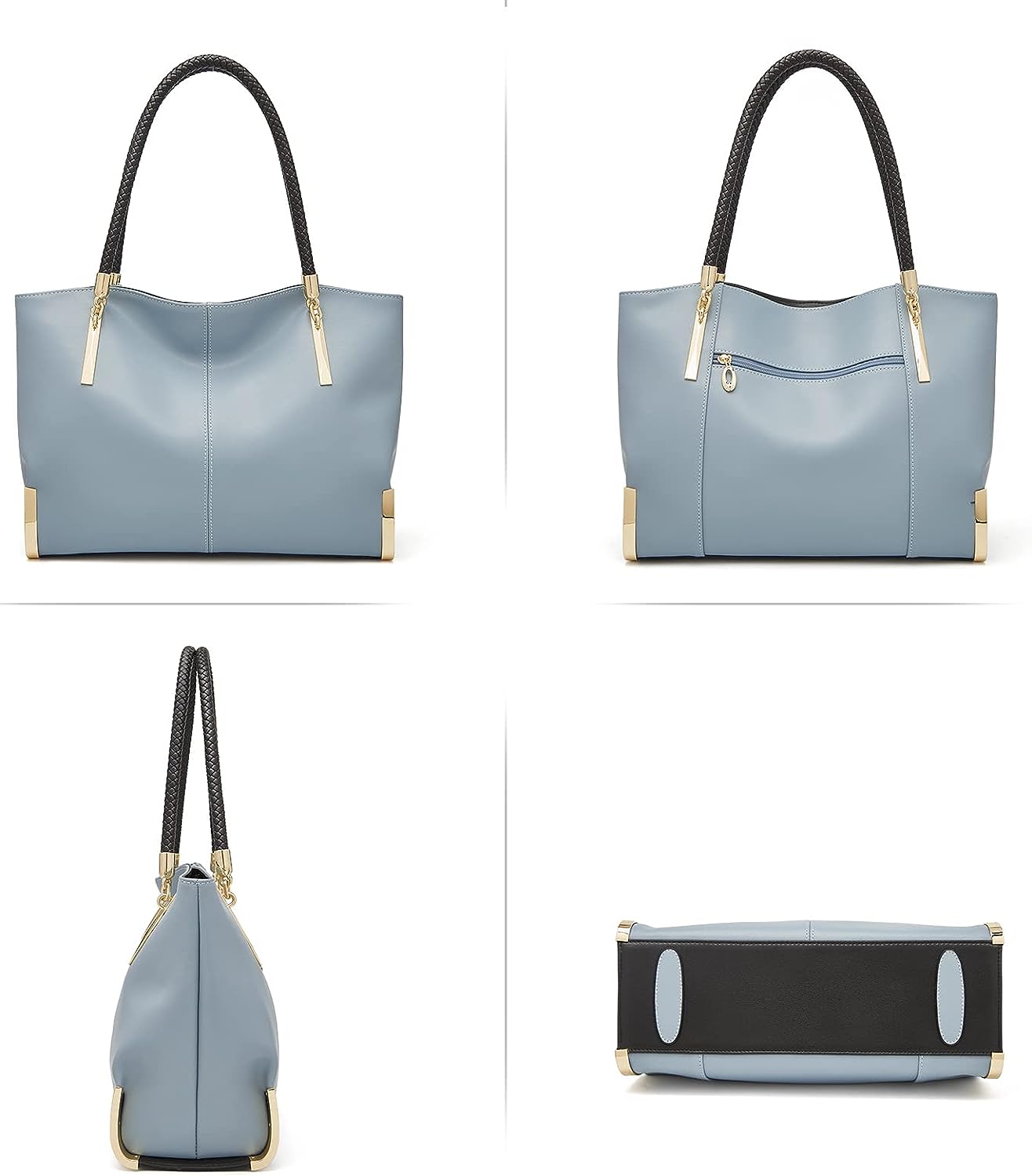 FOXLOVER Large Capacity Tote Handbags for Women, Genuine Leather Ladies Top-handle Bags Fashion Shoulder Bags Purses