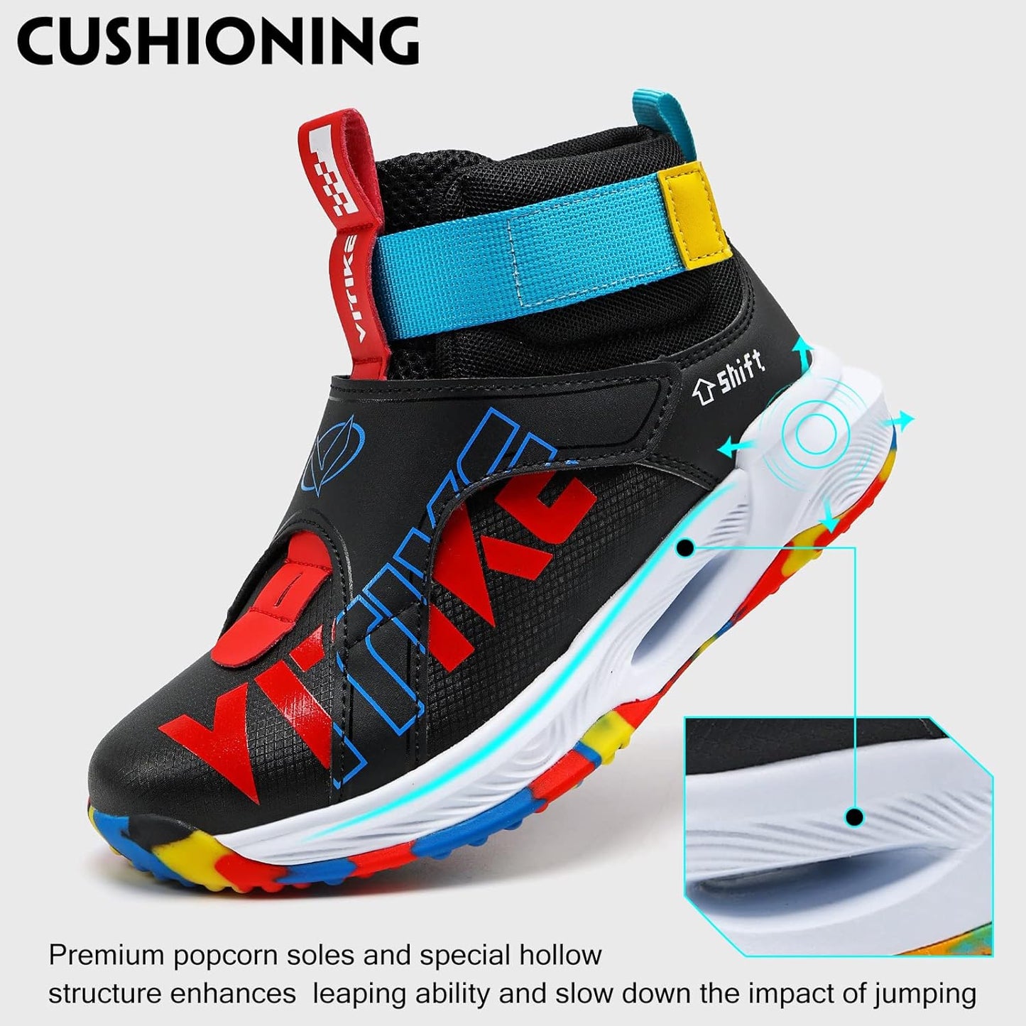 VITUOFLY Kids Basketball Shoes Boys Air Cushion Sneakers Girls Mid Top School Training Shoes Non-Slip Outdoor Sports Shoes Comfortable Boys Running Shoes Durable Little Kid/Big Kid