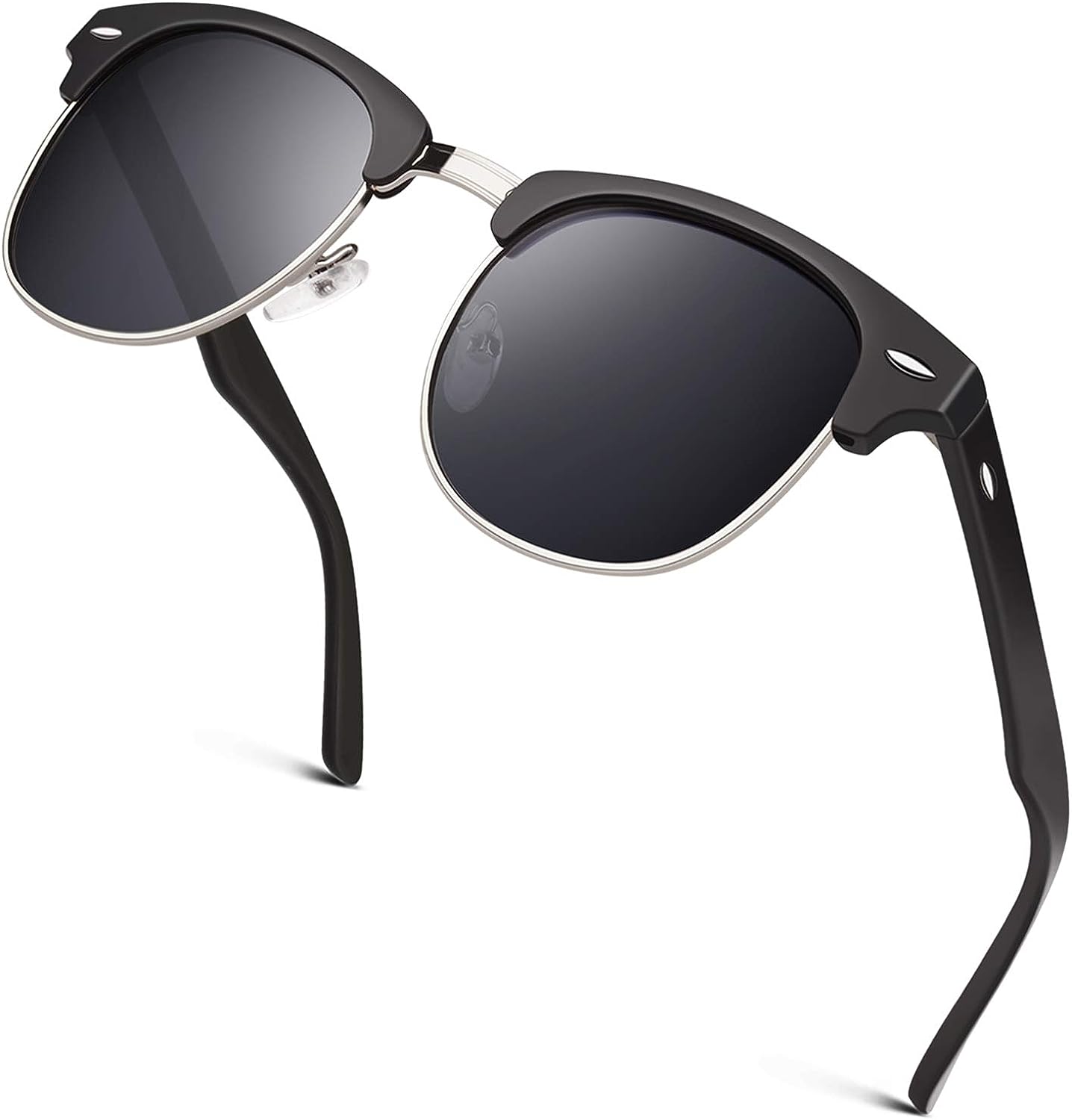 GQUEEN Classic Horn Rimmed Semi Rimless Polarized Sunglasses for Men Women GQO6