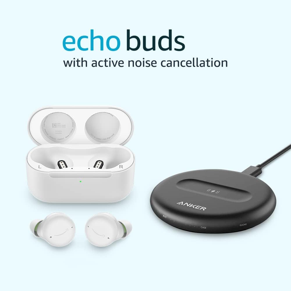 Echo Buds with Active Noise Cancellation (2021 release, 2nd gen) | Wired charging case | Black