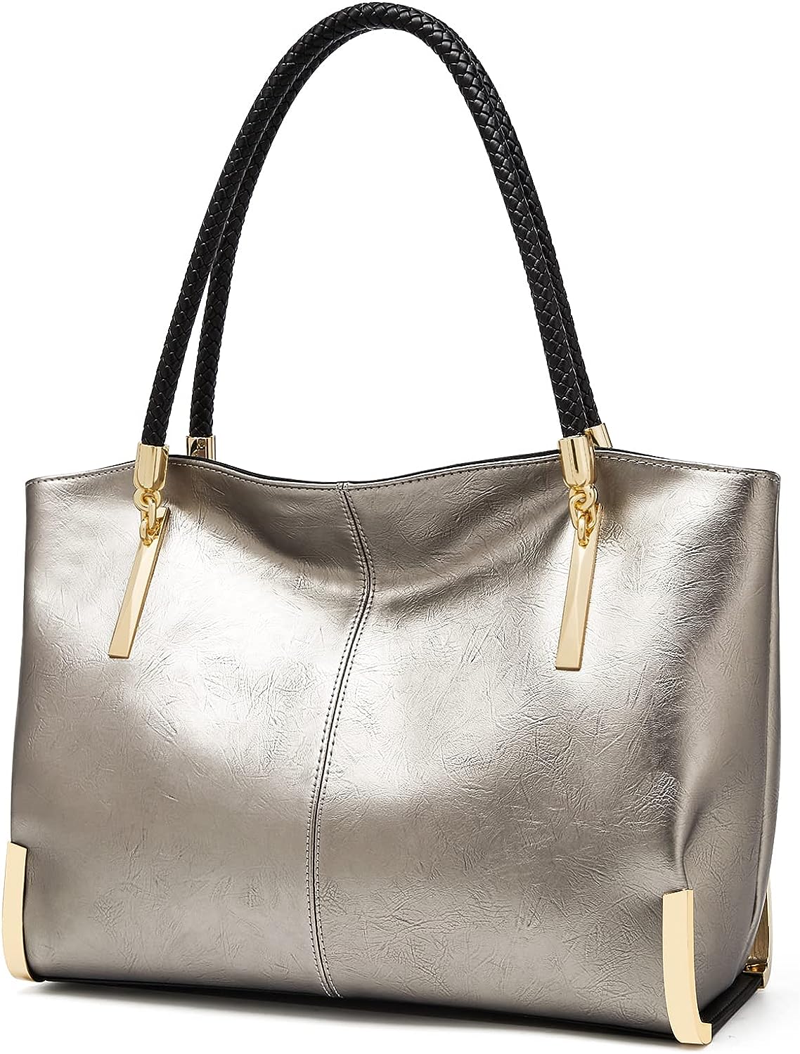 FOXLOVER Large Capacity Tote Handbags for Women, Genuine Leather Ladies Top-handle Bags Fashion Shoulder Bags Purses