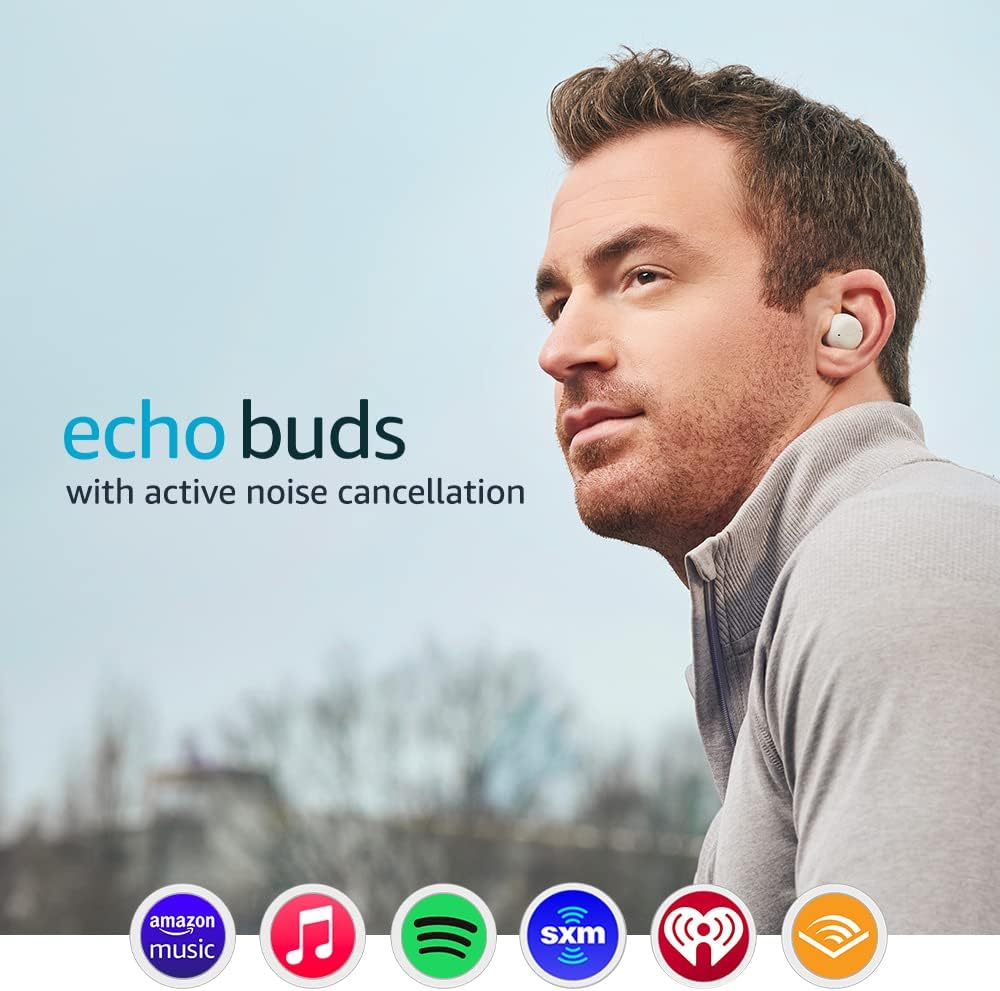 Echo Buds with Active Noise Cancellation (2021 release, 2nd gen) | Wired charging case | Black