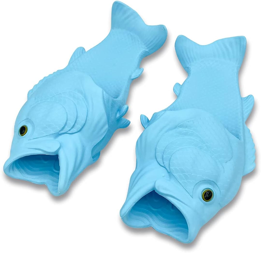 Coddies Fish Flip Flops | The Original Fish Slippers | Funny Gift, Unisex Sandals, Bass Slides, Pool, Beach & Shower Shoes | Men, Women & Kids