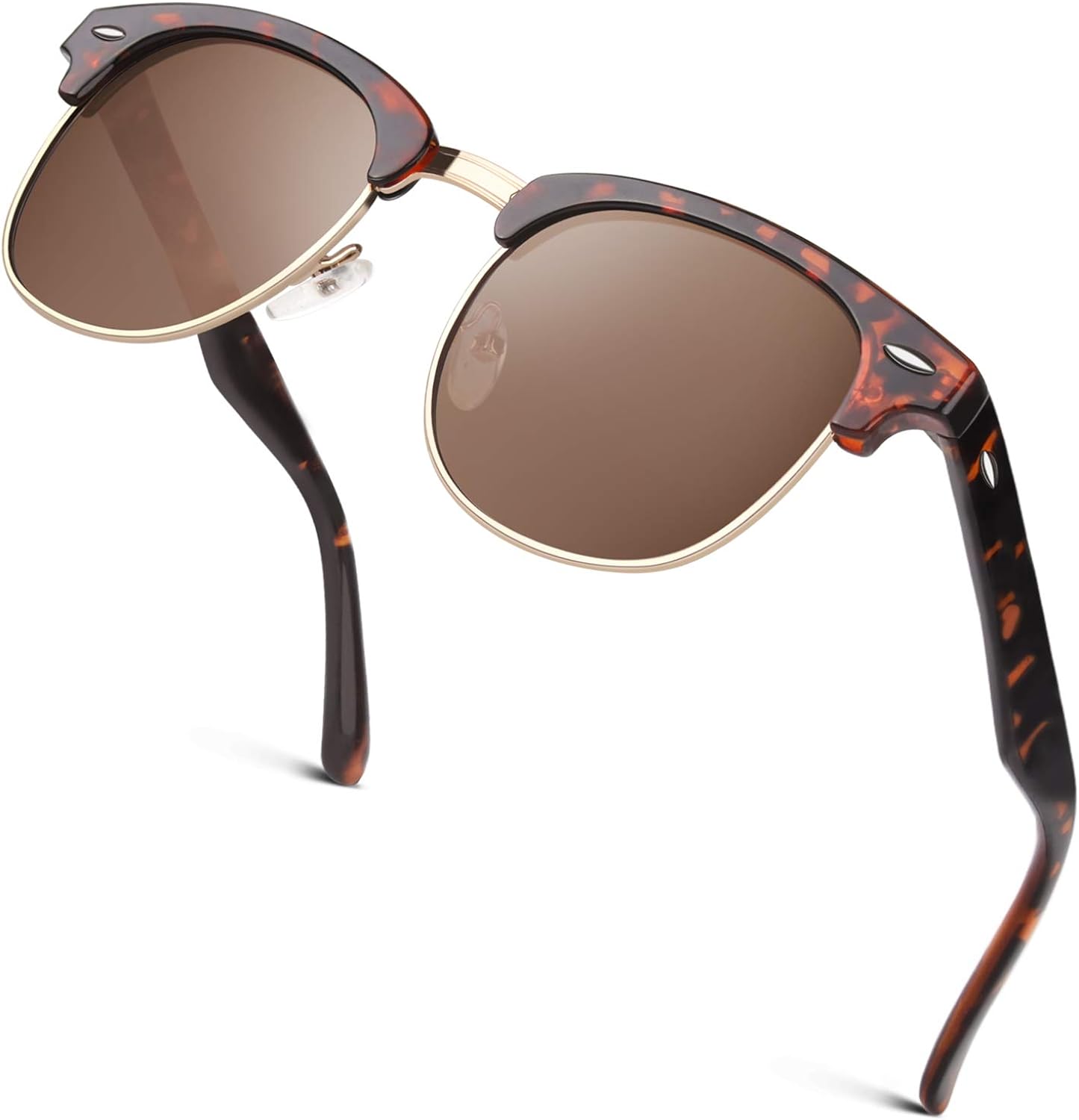 GQUEEN Classic Horn Rimmed Semi Rimless Polarized Sunglasses for Men Women GQO6