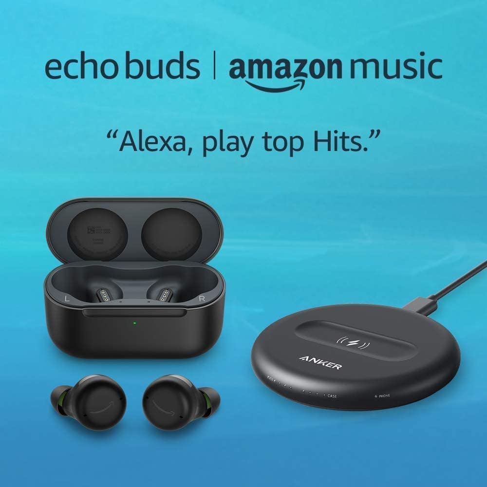 Echo Buds with Active Noise Cancellation (2021 release, 2nd gen) | Wired charging case | Black