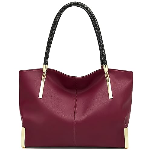 FOXLOVER Large Capacity Tote Handbags for Women, Genuine Leather Ladies Top-handle Bags Fashion Shoulder Bags Purses