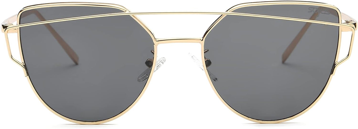 SOJOS Cat Eye Sunglasses for Women Fashion Designer Style Mirrored Lenses