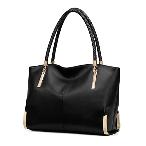 FOXLOVER Large Capacity Tote Handbags for Women, Genuine Leather Ladies Top-handle Bags Fashion Shoulder Bags Purses