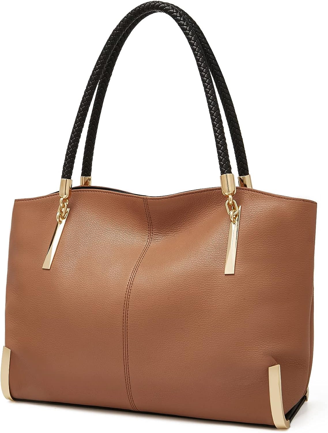 FOXLOVER Large Capacity Tote Handbags for Women, Genuine Leather Ladies Top-handle Bags Fashion Shoulder Bags Purses