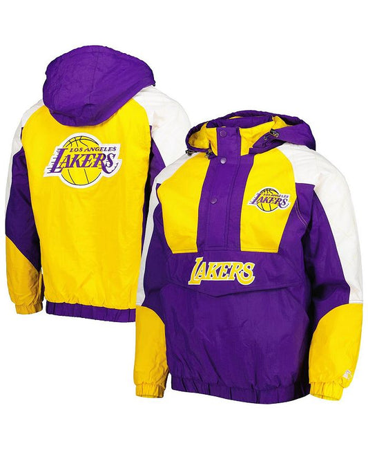 Men's Purple Los Angeles Lakers Body Check Raglan Hoodie Half-Zip Jacket