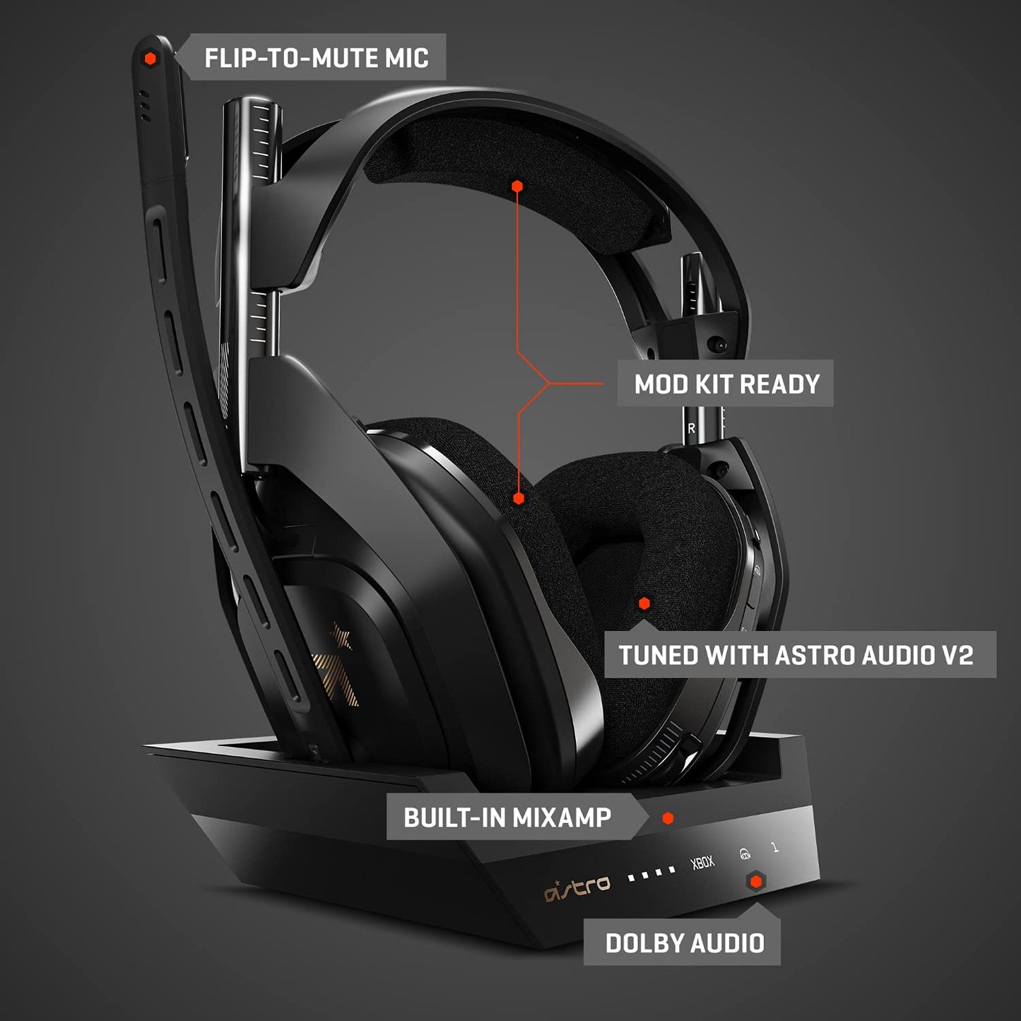 ASTRO Gaming A50 Wireless Headset + Base Station Gen 4 - Compatible with Xbox Series X|S, Xbox One, PC, Mac - Black/Gold