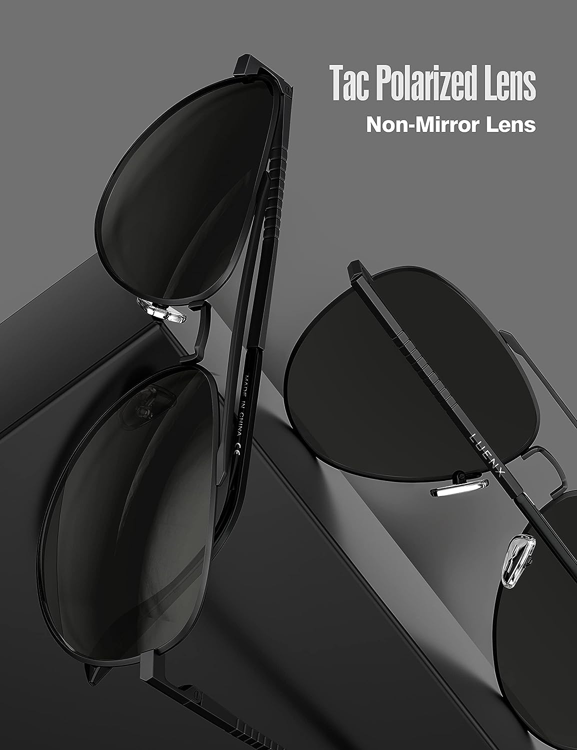 LUENX Aviator Sunglasses for Men Women Polarized - UV 400 Protection with case 60MM