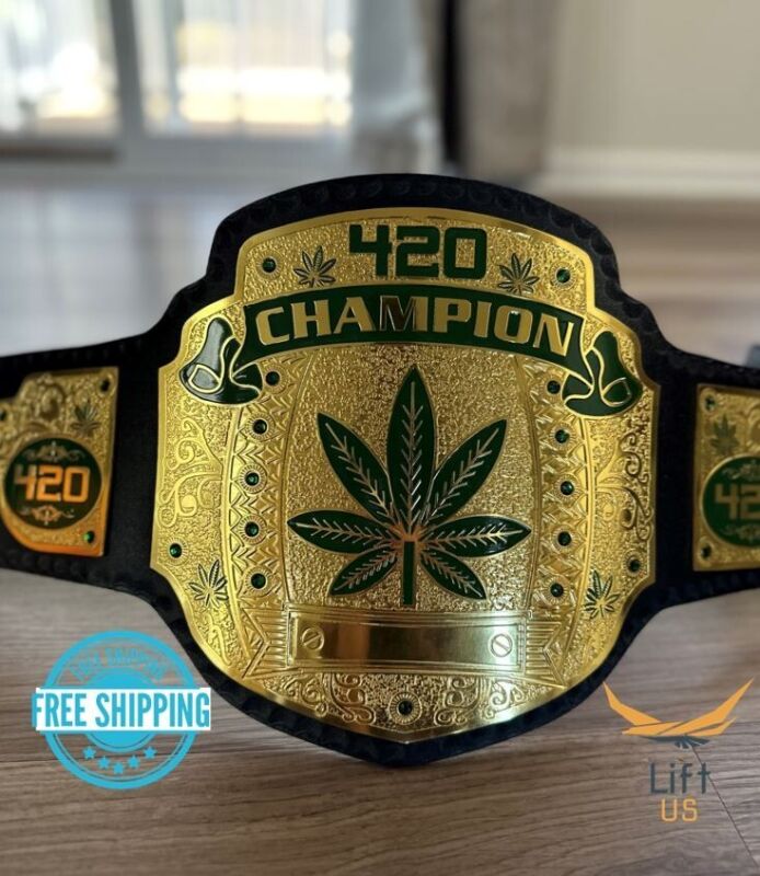 420 Weed World Wrestling Championship Belt 4mm Brass Original Leather